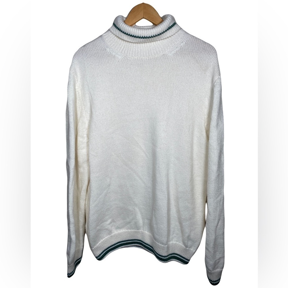 Zara Men’s Wool Blend Striped Turtleneck Varsity Knit Sweater